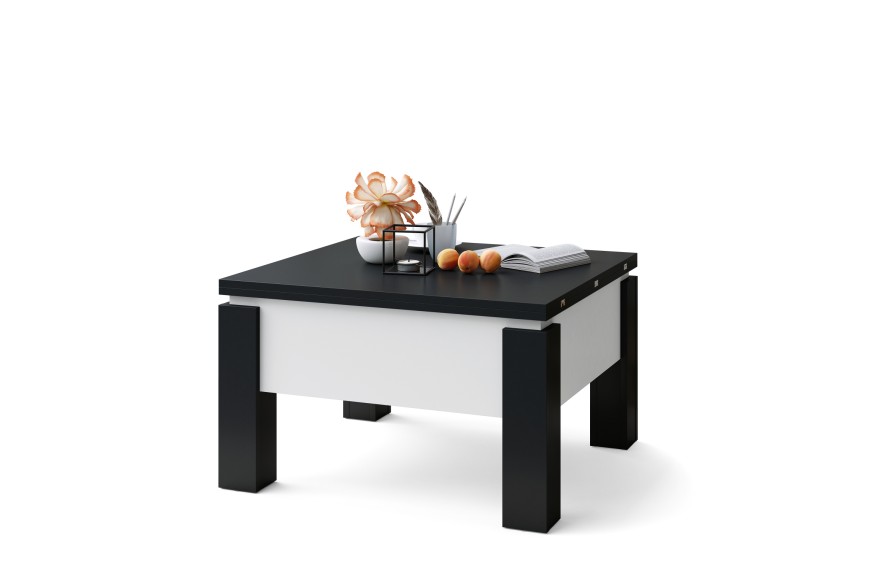 OSLO Black/White - EXTENDABLE, LIFTING LIVING ROOM TABLE/CONVERTIBLE COFFEE-TO-DINING TABLE